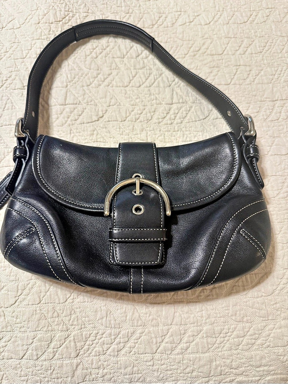 Coach Soho Buckle Shoulder Bag Leather Black